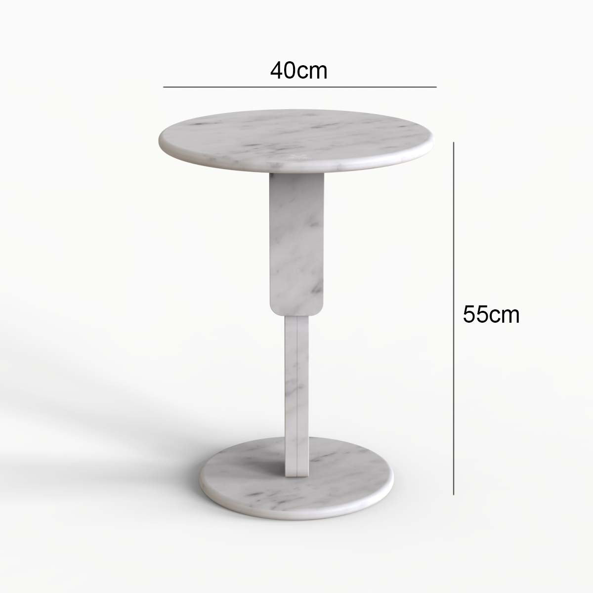 RoundGeo Round White Marble End Table Dimensions