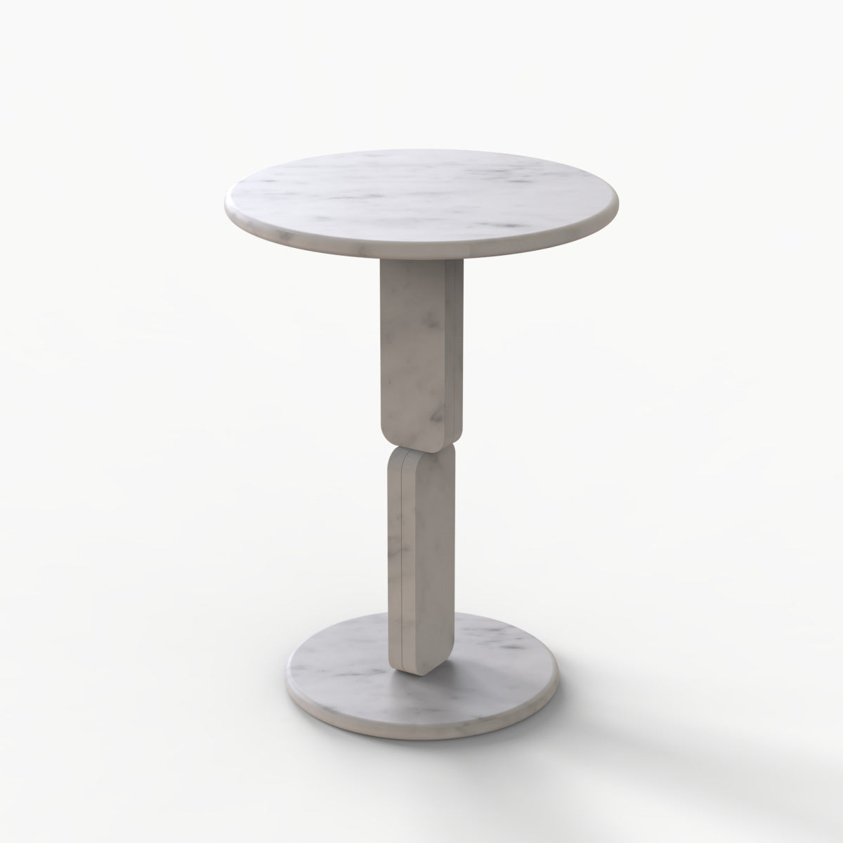 RoundGeo Round White Marble End Table Close Look