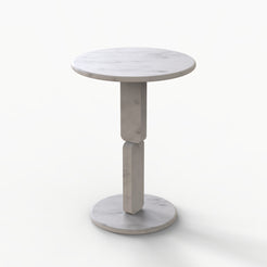 RoundGeo Round White Marble End Table Close Look