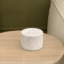 OIXDESIGN RoundHaven Aroma Diffuser, Italian Carrara Marble, Front View-2