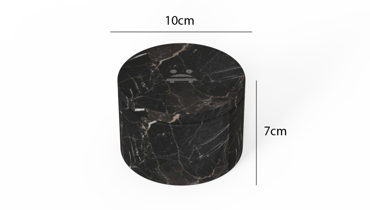 OIXDESIGN RoundHaven Aroma Diffuser, Spanish Emperador Marble, Dimension Diagram