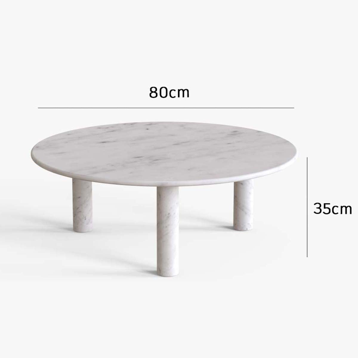 OIXDESIGN, RoundHaven Big Coffee Table, Italian Carrara Marble, Dimension Diagram