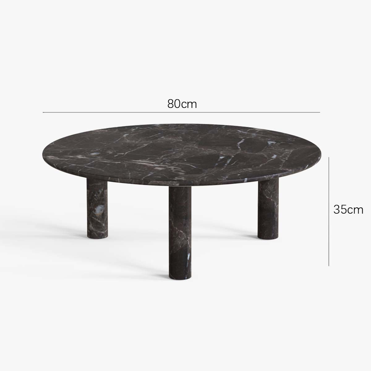 OIXDESIGN, RoundHaven Big Coffee Table, Spanish Emperador Marble, Dimension Diagram
