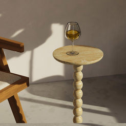 RoundBall Travertine Marble Cocktail Wine Table