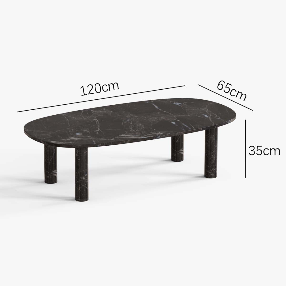 OIXDESIGN, SquareCurve Big Coffee Table, Spanish Emperador Marble, Dimension Diagram