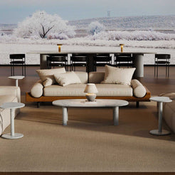 OIXDESIGN SquareCurve Coffee Table, Italian Carrara Marble, Big Macro Scene Graph, Front View