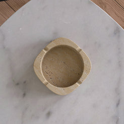 OIXDESIGN SquareSoft Ashtray, Italian Classico Travertine, Top View