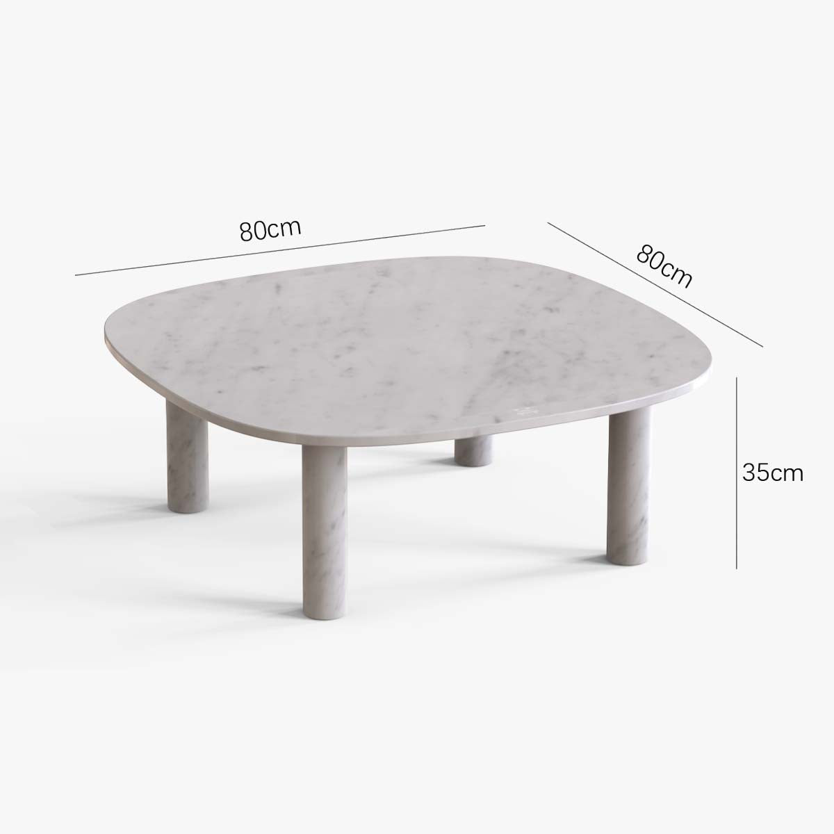 OIXDESIGN, SquareSoft Big Coffee Table, Italian Carrara Marble, Dimension Diagram