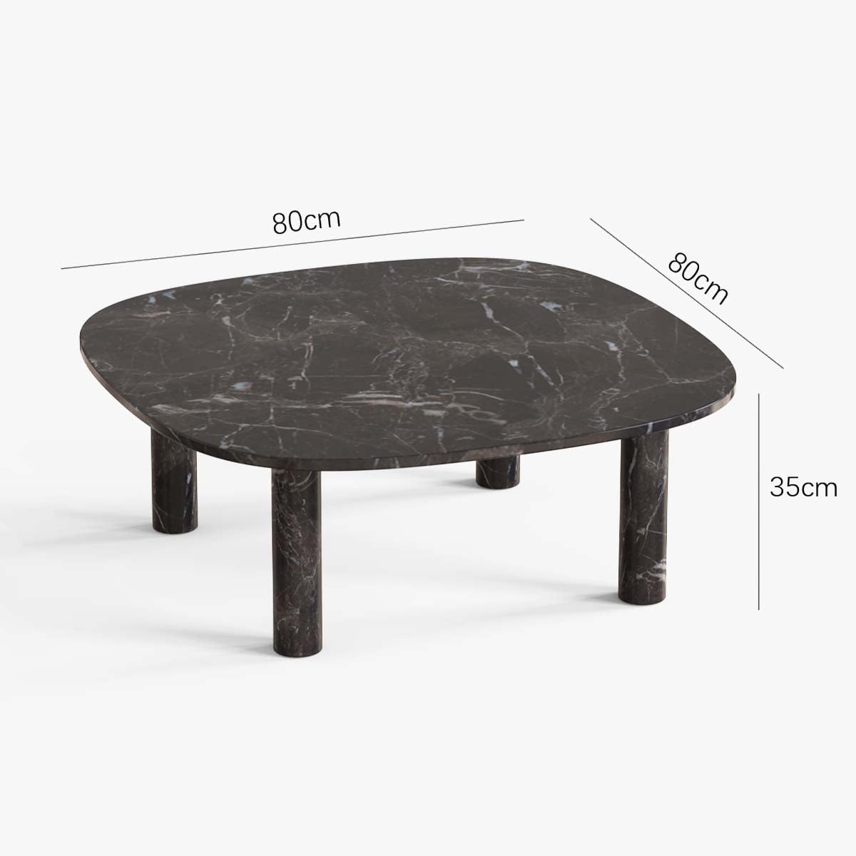OIXDESIGN, SquareSoft Big Coffee Table, Spanish Emperador Marble, Dimension Diagram