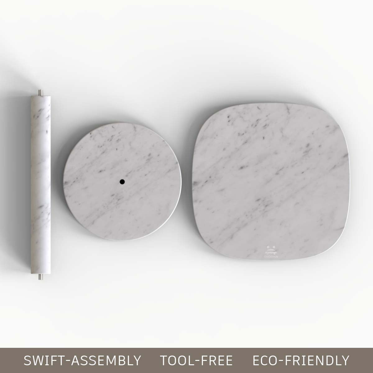 OIXDESIGN, Italian Carrara Marble , SquareSoft Side Table Parts Photo