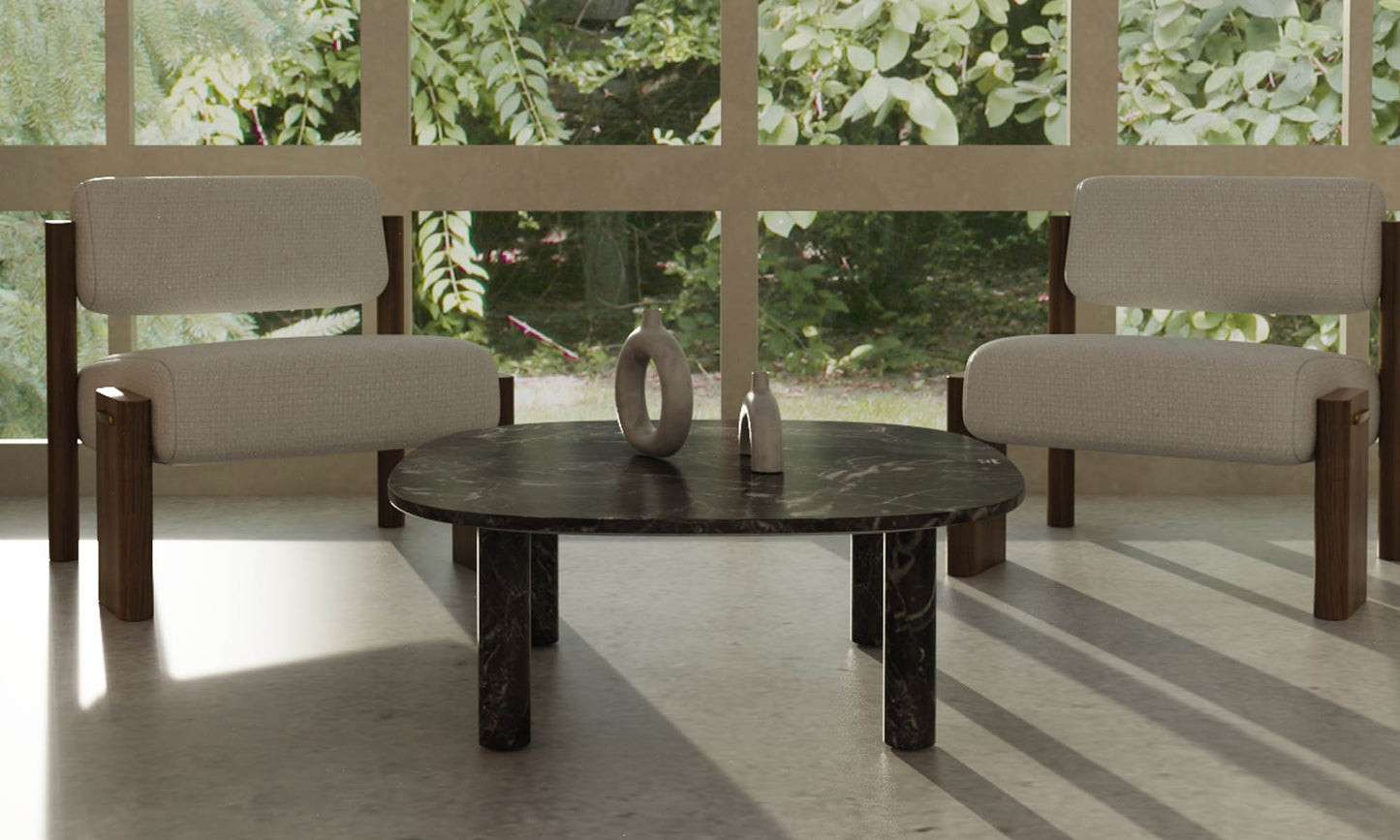 SquareSoft Square Black Marble Coffee Table Natural Handcrafted Table