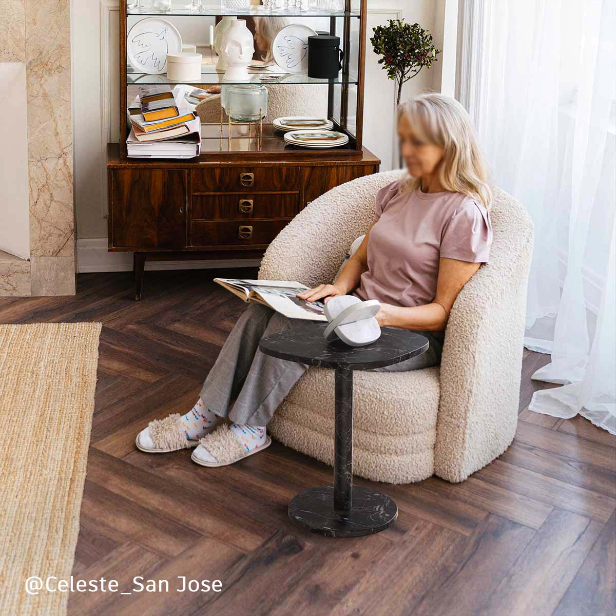 OIXDESIGN SquareSoft Side Table, Spanish Emperador Marble, Celestet's Home in San Jose City, Real Home Photo. jpg