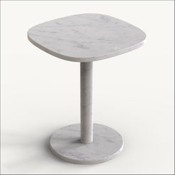 OIXDESIGN SquareSoft Medium Side Table, Italian Carrara Marble, Micro Scene Graph, Side View