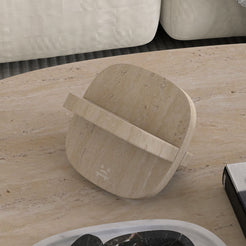 OIXDESIGN SquareSoft Table Decor, Italian Classico Travertine, Left Side View