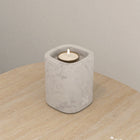 OIXDESIGN SquareSoft Candle Holder, Tall, Italian Carrara Marble, Right Side View