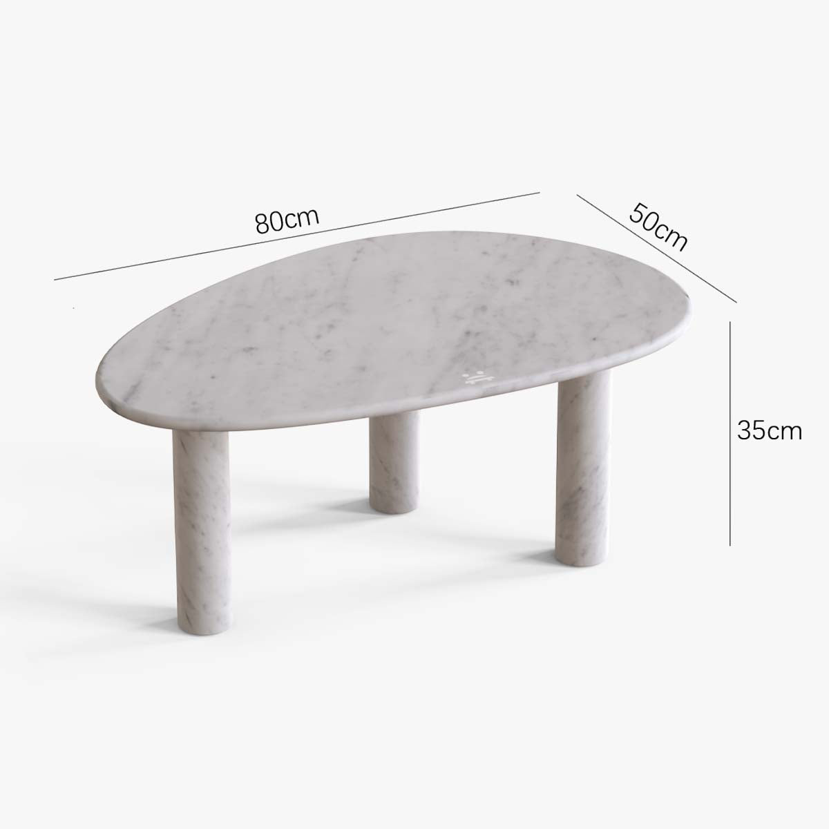 OIXDESIGN, SwanEgg Big Coffee Table, Italian Carrara Marble, Dimension Diagram
