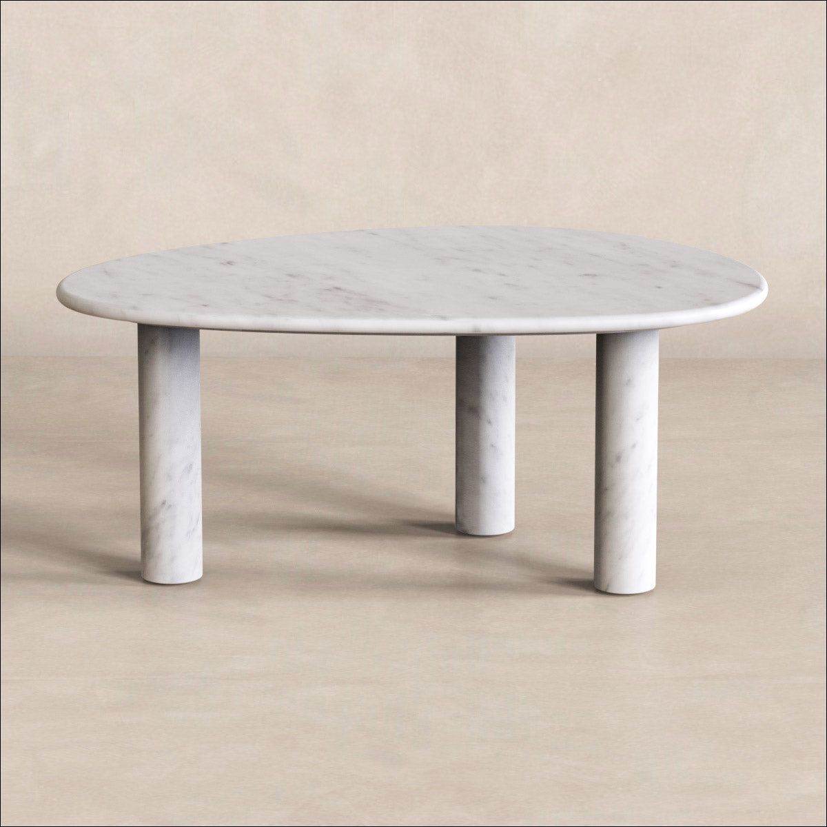OIXDESIGN SwanEgg Coffee Table, Italian Carrara Marble, Micro Scene Graph, Front View