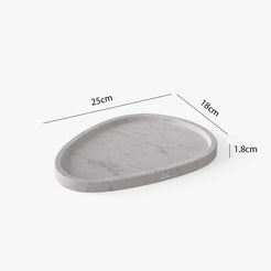 OIXDESIGN SwanEgg Decorative Tray, Italian Carrara Marble, Dimension Diagram