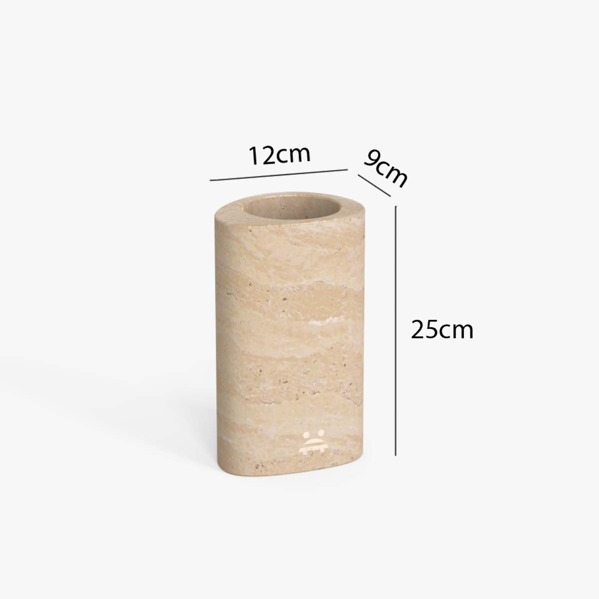 OIXDESIGN SwanEgg Decorative Vase, Italian Classico Travertine, Dimension Diagram