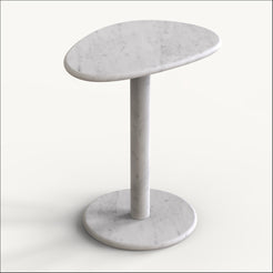 OIXDESIGN SwanEgg Medium Side Table, Italian Carrara Marble, Micro Scene Graph, Side View