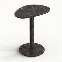 OIXDESIGN SwanEgg Medium Side Table, Spanish Emperador Marble, Micro Scene Graph, Side View