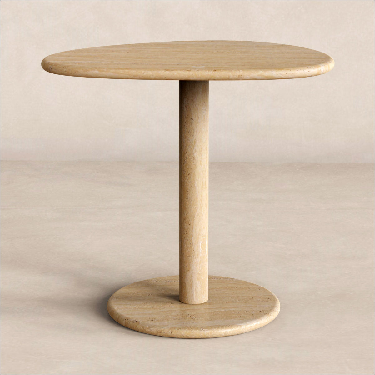 SwanEgg Oval Stone Side Table - Beige Travertine