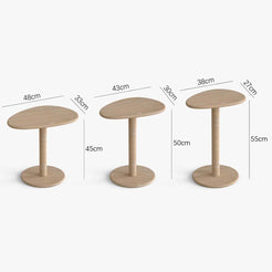 OIXDESIGN, SwanEgg Side Tables, Italian Classico Travertine, Dimension Diagram