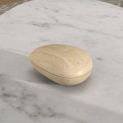 OIXDESIGN SwanEgg Table Decor, Italian Classico Travertine, Side View-3