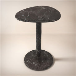 OIXDESIGN SwanEgg Tall Side Table, Spanish Emperador Marble, Micro Scene Graph, Front View