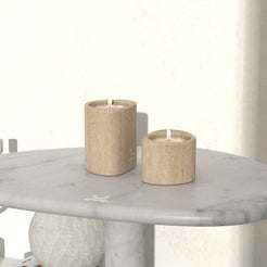 OIXDESIGN SwanEgg Candle Holders, Two Size, Italian Classico Travertine, Back View