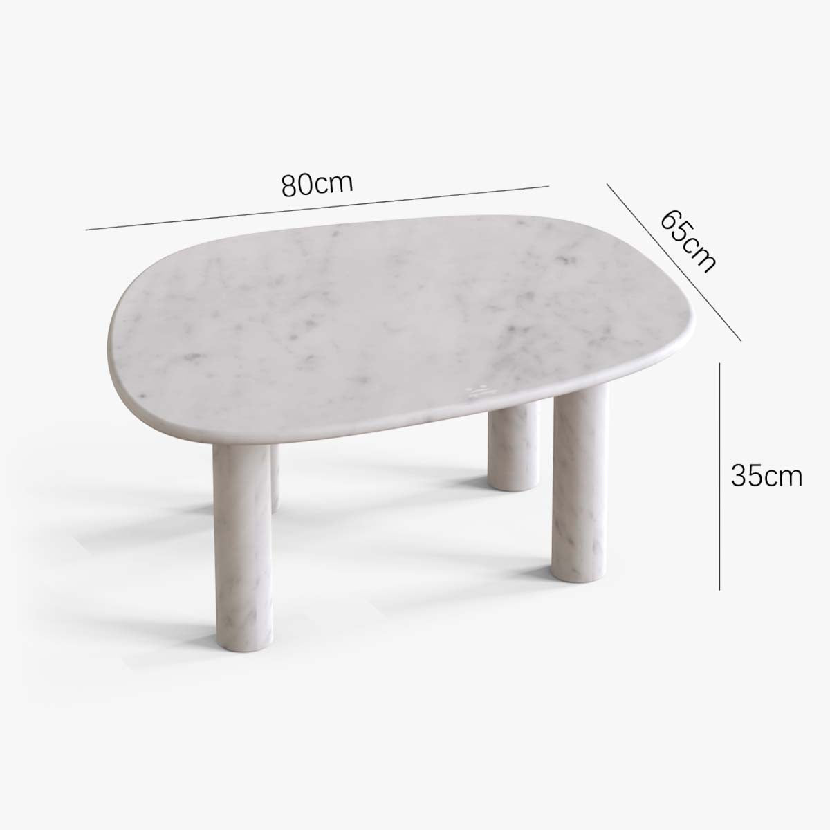 OIXDESIGN, ZenPebble Big Coffee Table, Italian Carrara Marble, Dimension Diagram