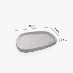 OIXDESIGN ZenPebble Decorative Tray, Italian Carrara Marble, Dimension Diagram