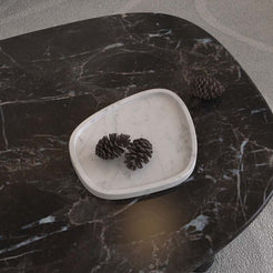 OIXDESIGN ZenPebble Decorative Tray, Italian Carrara Marble, Top View