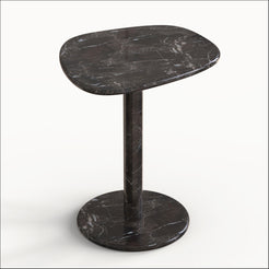 OIXDESIGN ZenPebble Medium Side Table, Spanish Emperador Marble, Micro Scene Graph, Side View