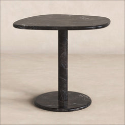 OIXDESIGN ZenPebble Short Side Table, Spanish Emperador Marble, Micro Scene Graph, Front View