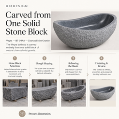 Veyra BT-044A Charcoal Mist Granite — Craftsmanship process illustration — OIXDESIGN