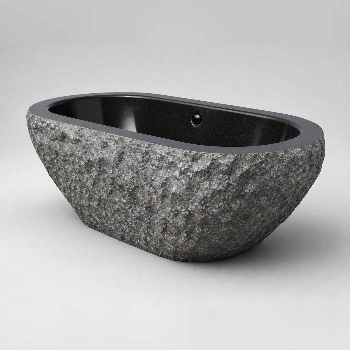 Arden BT-019A Natural Black Granite bathtub, complete studio product view 4; original silhouette and finish preserved