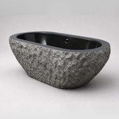Arden BT-019A Natural Black Granite bathtub, complete studio product view 4; original silhouette and finish preserved
