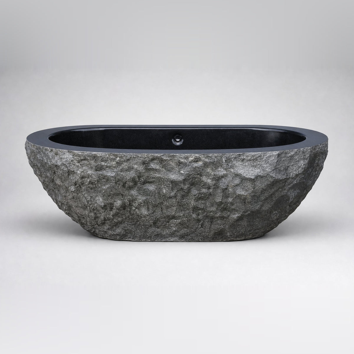 Arden BT-019A Natural Black Granite bathtub, complete studio product view 5; original silhouette and finish preserved