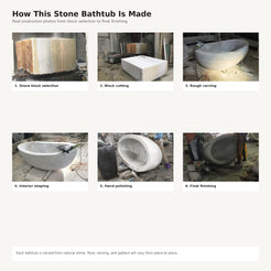 Avela Ivory Cloud Marble bathtub, real stone carving and hand-finishing process