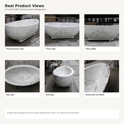 Celeste BT-038B Ivory Cloud Marble bathtub, six real product views