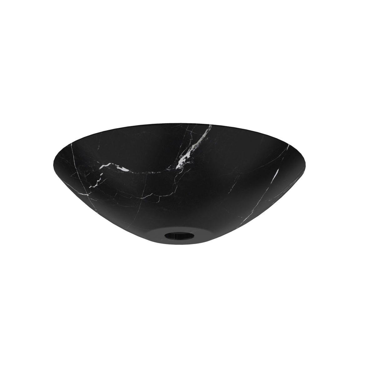 Side profile of the Eboni Portoro marble bowl showing its thin rim and curved underside