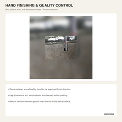 Granite bathtub hand finishing, rim measurement, and quality control reference