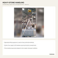 Heavy solid granite bathtub lifting and project handling reference