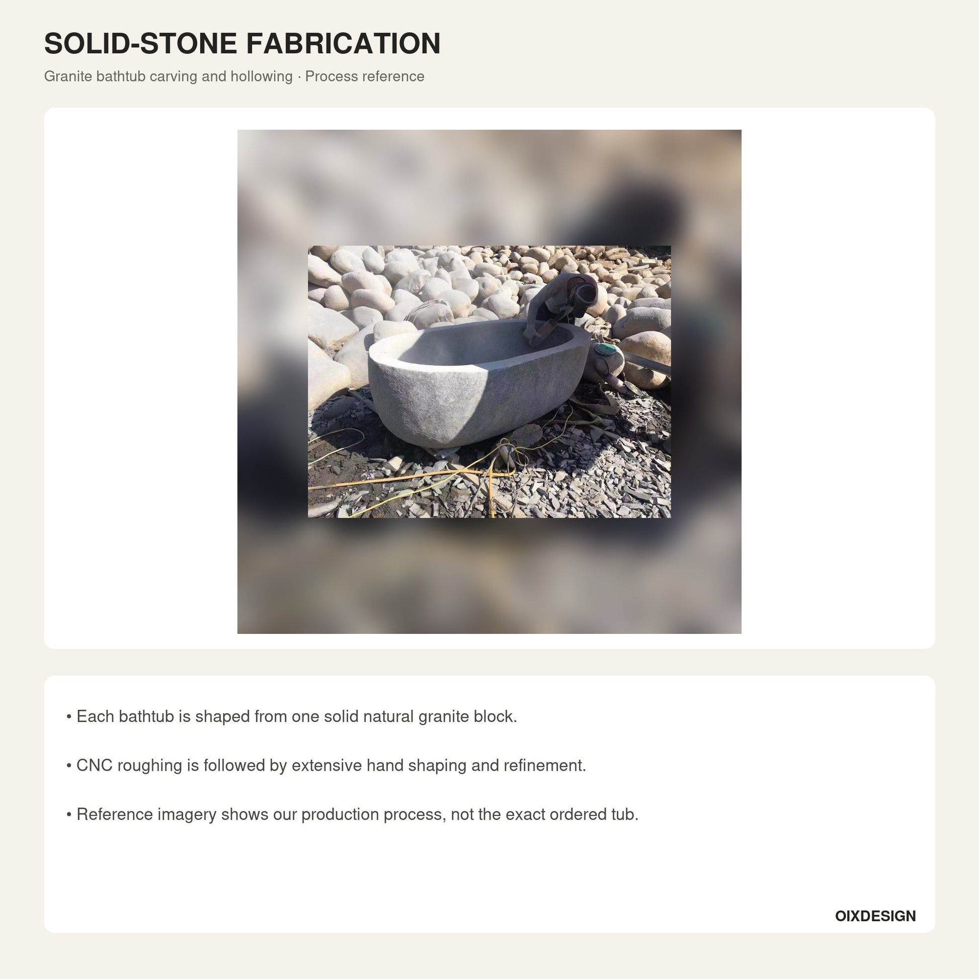 Natural stone granite bathtub carving and hollowing process reference