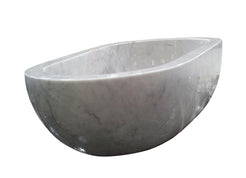 Liora BT-050A Ivory Cloud Marble bathtub, original product reference view; source photograph reframed without changing the stone, rim or silhouette