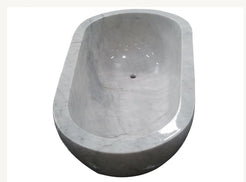 Liora BT-050A Ivory Cloud Marble bathtub, original product reference view; source photograph reframed without changing the stone, rim or silhouette