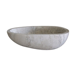 Liora Ivory Cloud Marble bathtub, real polished stone veining and rounded rim detail