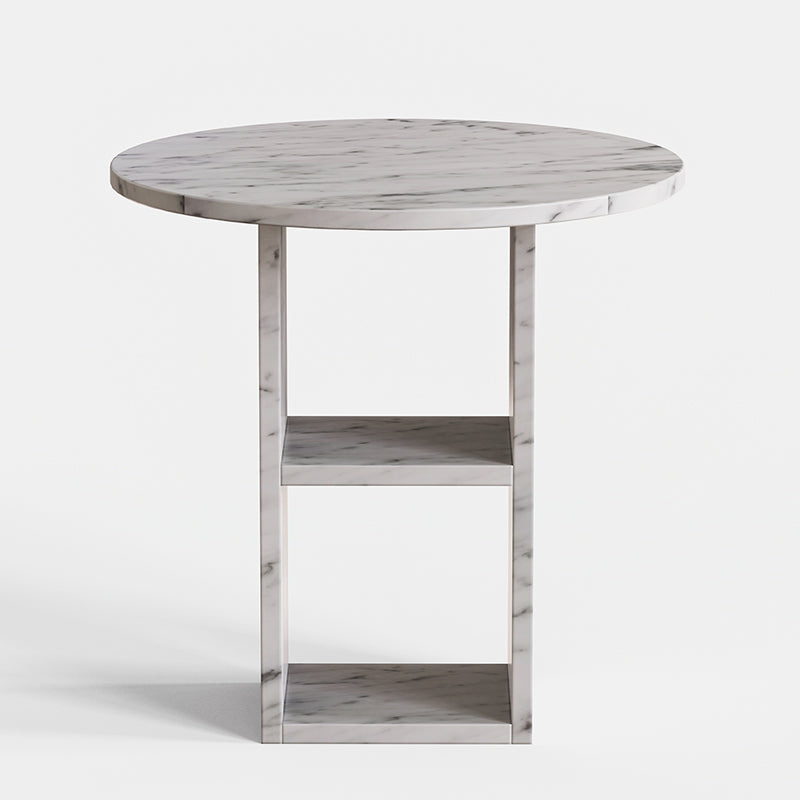 Front angle of Carrara marble side table design