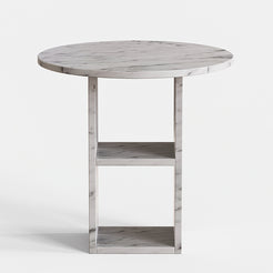 Front angle of Carrara marble side table design